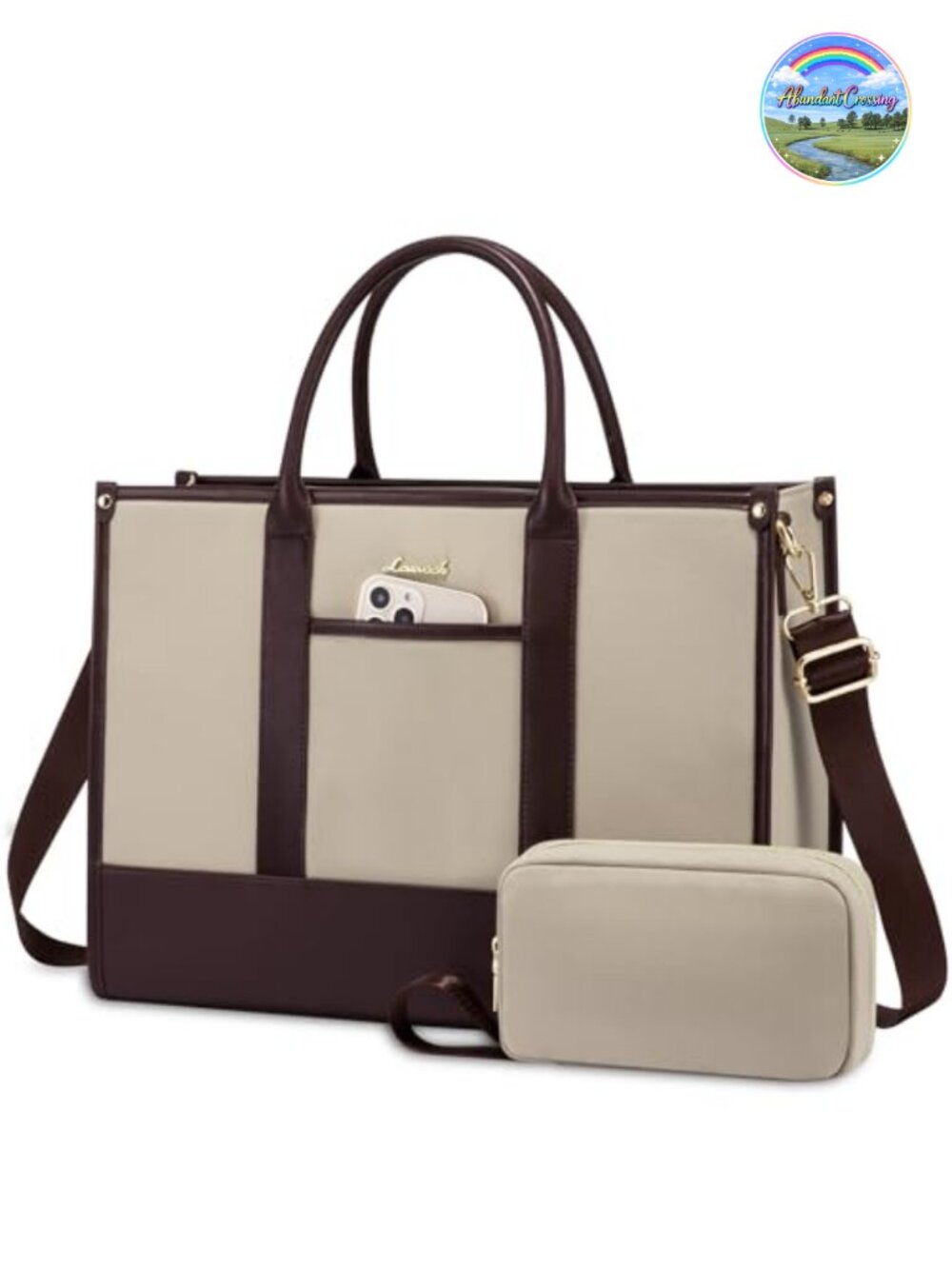Waterproof Laptop Tote Bag for Women 15.6 Inch with PU Leather - Teacher Work